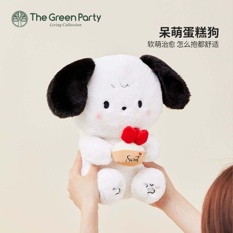 The Green Parrty Little Dog Plush Doll | with Cake White & Black Doggie - 14cm 25cm Plush Doll Children Gift Animal