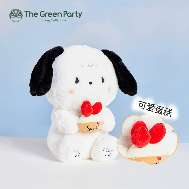 The Green Parrty Little Dog Plush Doll | with Cake White & Black Doggie - 14cm 25cm Plush Doll Children Gift Animal