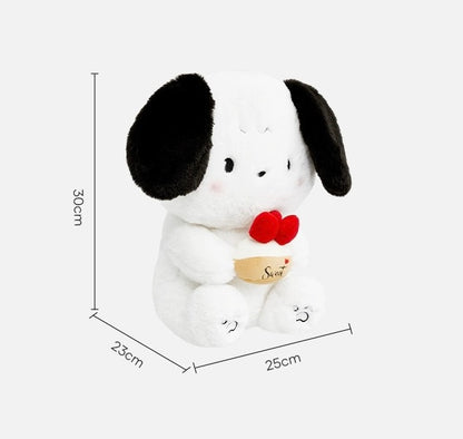 The Green Party Little Dog Plush Doll | with Cake White & Black Doggie - 14cm 25cm Plush Doll Children Gift Animal