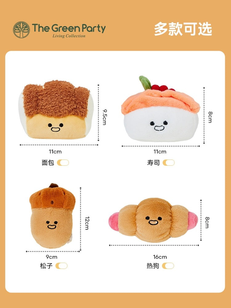 The Green Parrty Lovely Food Family | Breads Sushi Pine Hot Dog - Small Plush Doll Children Gift Animal