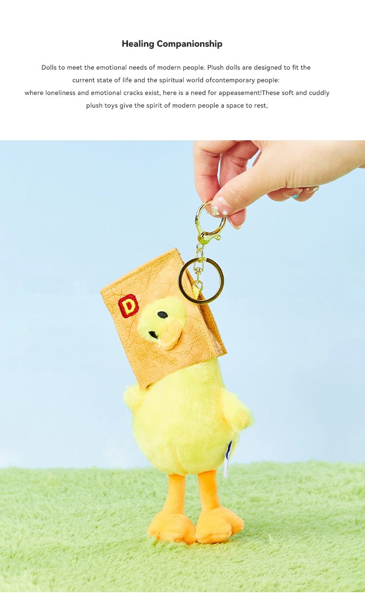 The Green Party Love Eating Duck Keychain | with Paper Bag Fries - 12cm Children Gift Animal mini Plush Doll Keychain Plush Doll