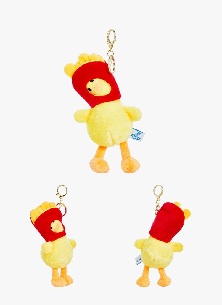 The Green Party Love Eating Duck Keychain | with Paper Bag Fries - 12cm Children Gift Animal mini Plush Doll Keychain Plush Doll