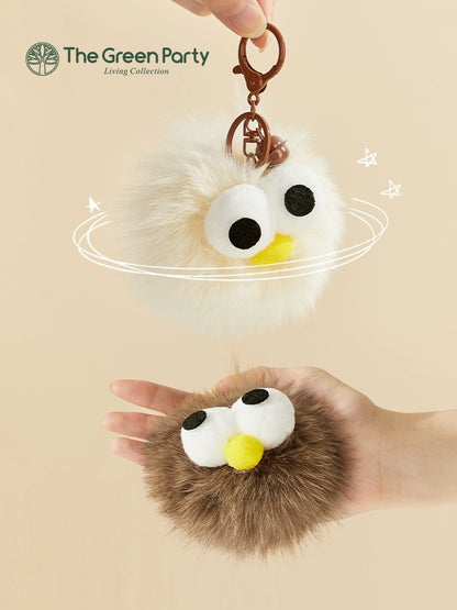 The Green Party Furry Monster Keychain | White Brown Dark Brown - 8cm Children Gift Animal mini Plush Doll Keychain Plush Doll