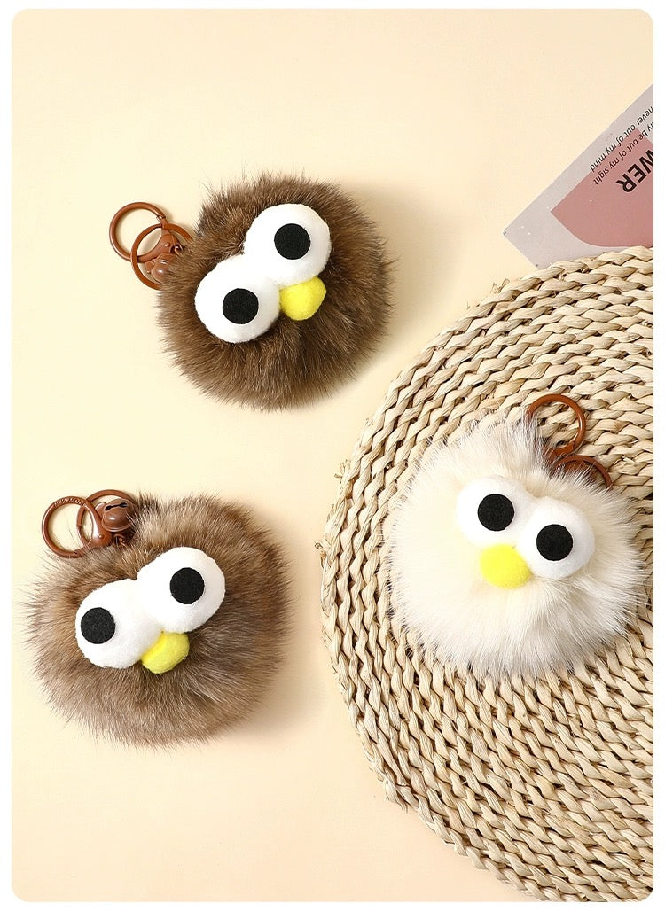 The Green Party Furry Monster Keychain | White Brown Dark Brown - 8cm Children Gift Animal mini Plush Doll Keychain Plush Doll