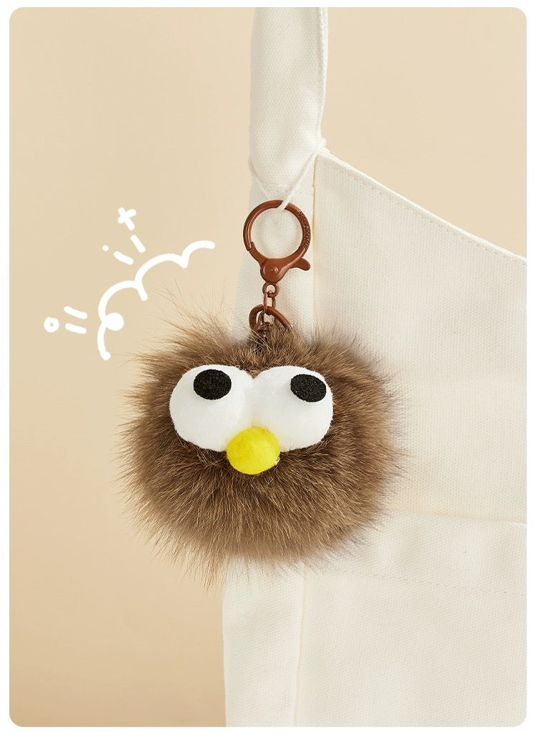 The Green Party Furry Monster Keychain | White Brown Dark Brown - 8cm Children Gift Animal mini Plush Doll Keychain Plush Doll