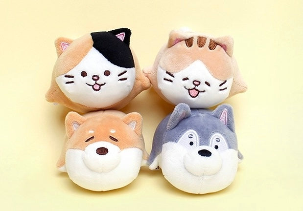 Mochi Town Lovely Animal Squeeze Plush Doll | Laying Down Calico Cat Dog - Mini Plush Doll Children Gift Animal