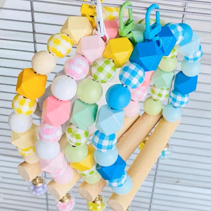 10x13cm Colourful Small Wooden Swings Handmade Bird Toys Organic Bird Cages Accessories for Lovebird Budgie Pacific Parrotlet