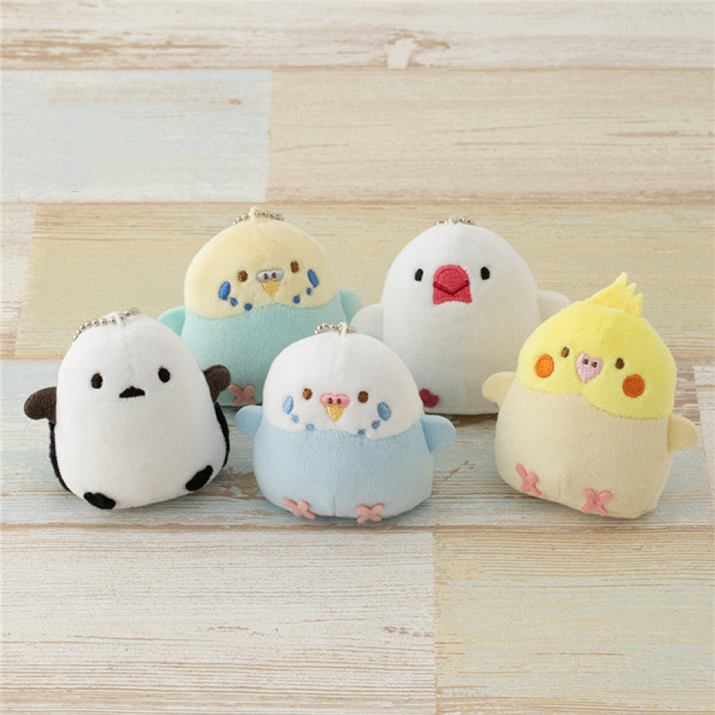  Japan Fatty Mini Plush Birdie Keychain Green Blue Budgie Yellow Grey Cockatiel Children Cute Gift