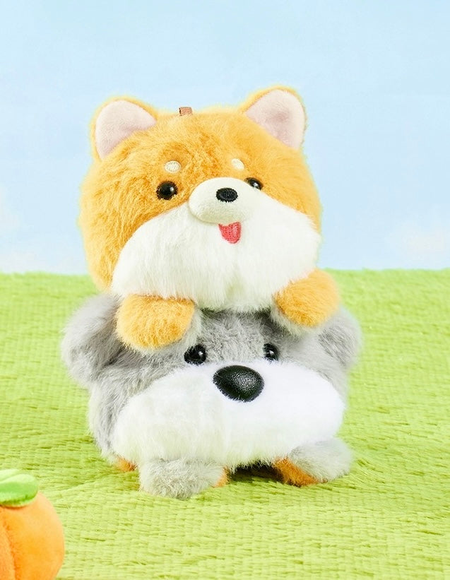 The Green Party Double Face Cat & Dog Keychain | White Yellow Grey Black  - 11cm Children Gift Animal mini Plush Doll Keychain Plush Doll