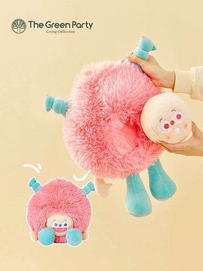 The Green Party Lovely Furry Monster Plush Doll | Purple White Pink Green can change face- 30-35cm Children Gift Animal mini Plush Doll Keychain Plush Doll