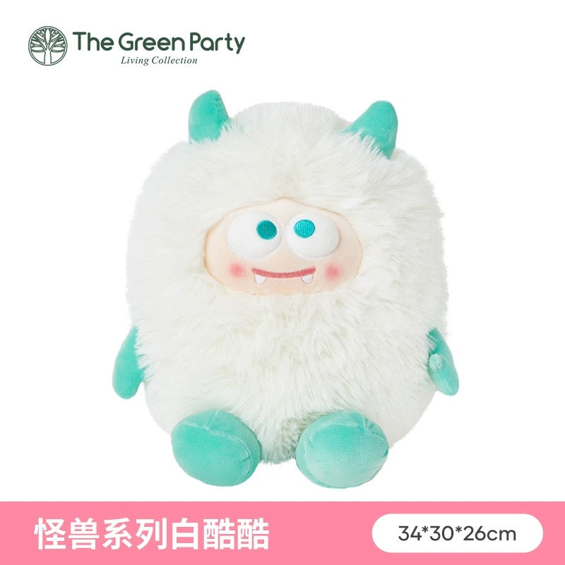 The Green Party Lovely Furry Monster Plush Doll | Purple White Pink Green can change face- 30-35cm Children Gift Animal Plush Doll