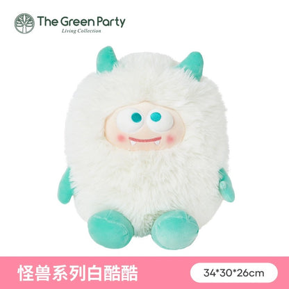 The Green Party Lovely Furry Monster Plush Doll | Purple White Pink Green can change face- 30-35cm Children Gift Animal Plush Doll