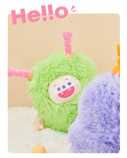 The Green Party Lovely Furry Monster Plush Doll | Purple White Pink Green can change face- 30-35cm Children Gift Animal Plush Doll