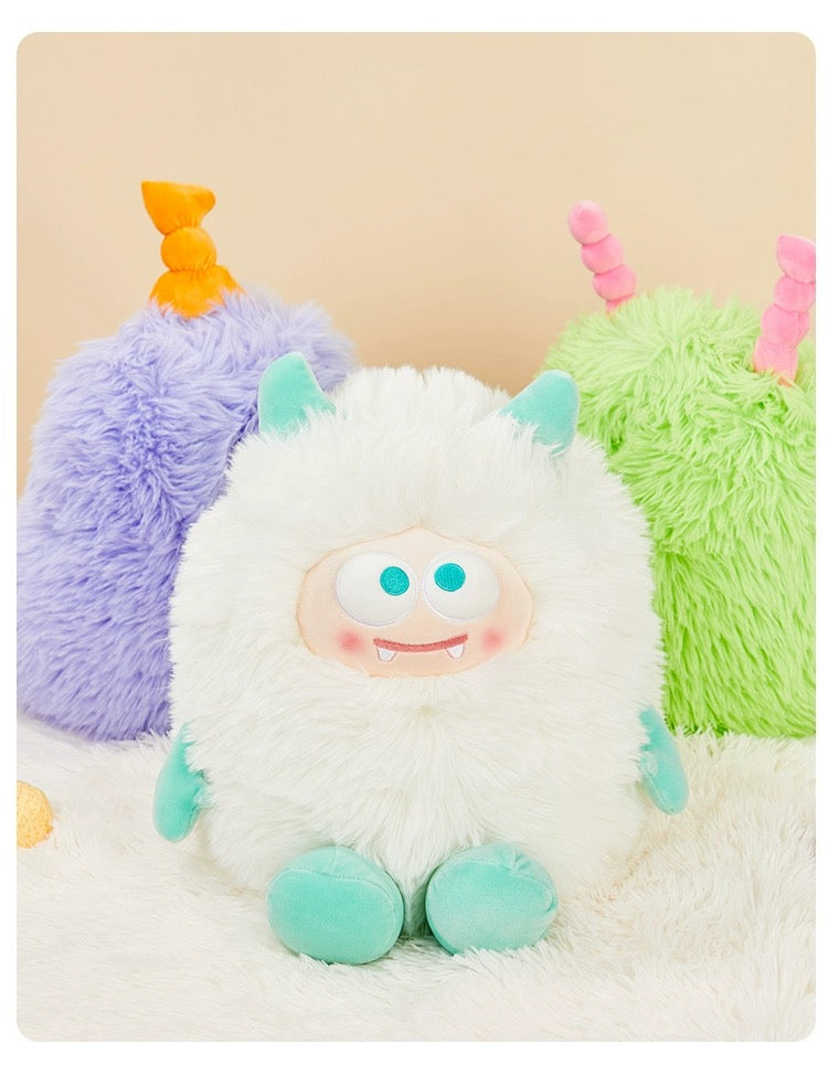 The Green Party Lovely Furry Monster Plush Doll | Purple White Pink Green can change face- 30-35cm Children Gift Animal Plush Doll