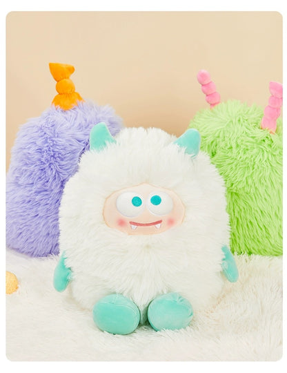 The Green Party Lovely Furry Monster Plush Doll | Purple White Pink Green can change face- 30-35cm Children Gift Animal Plush Doll