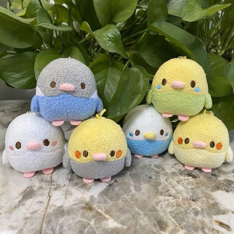 Japan Plush Keychain Blue Green Budgie Yellow Grey Cockatiel Blue Fisher Lovebird Java Sparrow Lovely Parrot Birdie Gift