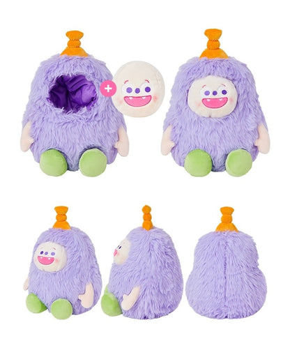 The Green Party Lovely Furry Monster Plush Doll | Purple White Pink Green can change face- 30-35cm Children Gift Animal Plush Doll