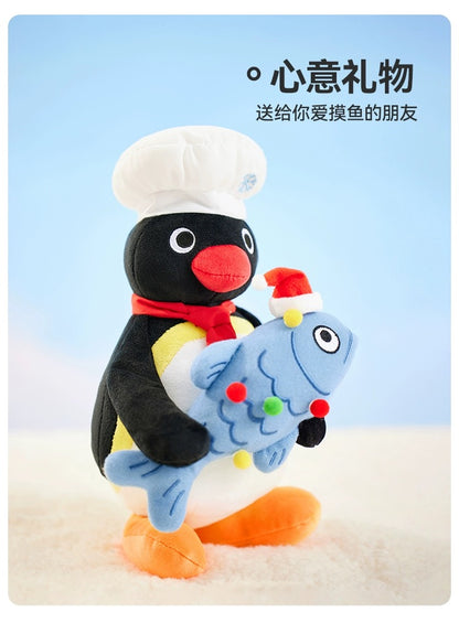 The Green Party Little Penguin Pingu | with fish - 25cm Children Gift Animal Plush Doll