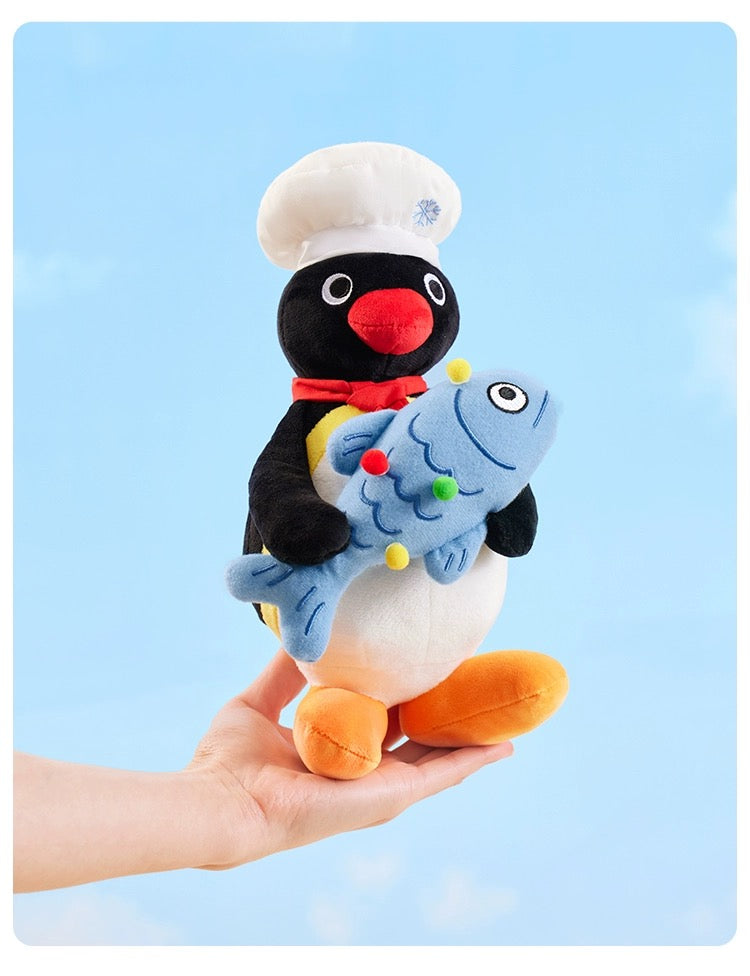 The Green Party Little Penguin Pingu | with fish - 25cm Children Gift Animal Plush Doll