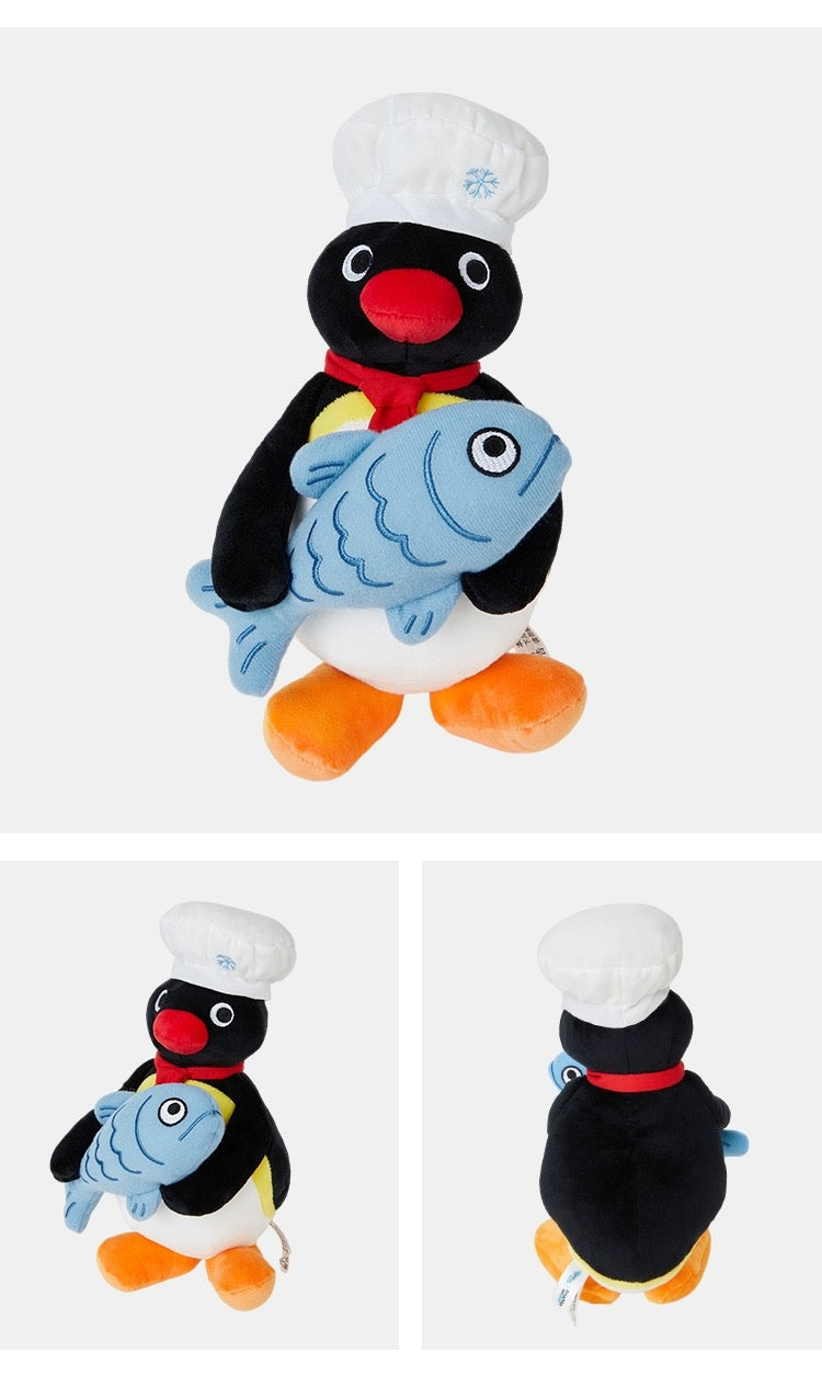 The Green Party Little Penguin Pingu | with fish - 25cm Children Gift Animal Plush Doll