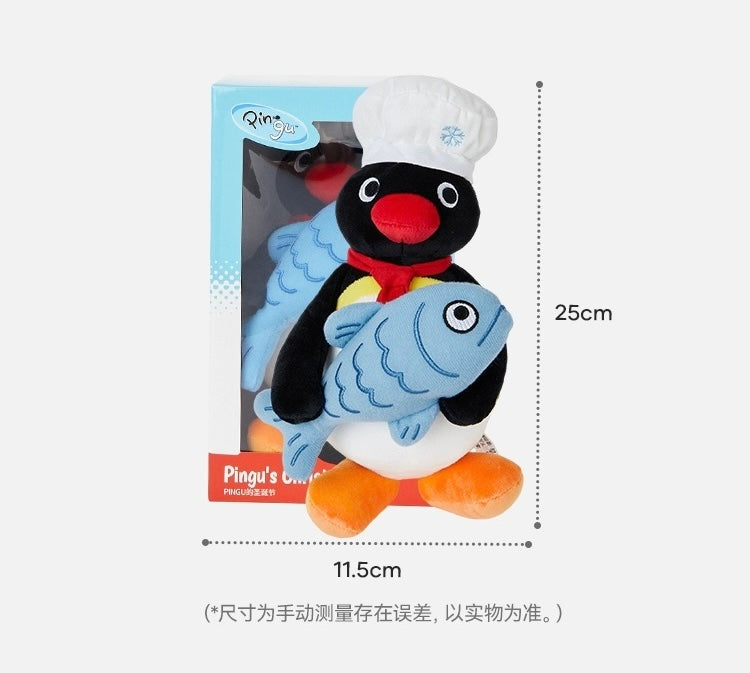 The Green Party Little Penguin Pingu | with fish - 25cm Children Gift Animal Plush Doll