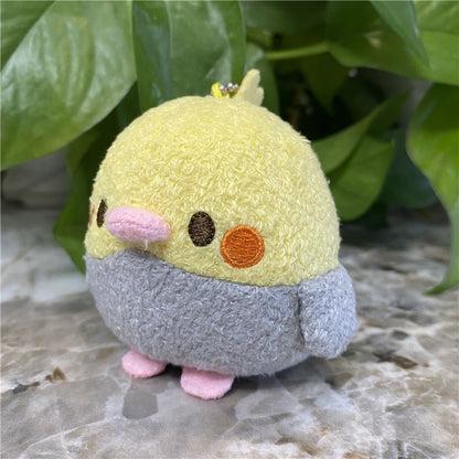 6.5cm Japan Plush Keychain Blue Green Budgie Yellow Grey Cockatiel Blue Fisher Lovebird Java Sparrow Lovely Parrot Birdie Gift