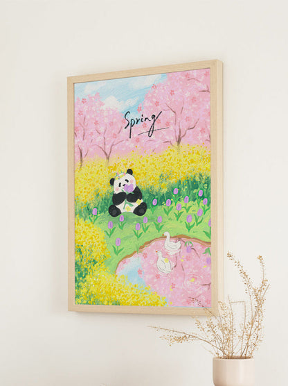 SOULPUZZ 500 Pieces Puzzle | Princess & Flower - Panda Princess Fu in Spring Flowers Sea Cute Animal Difficulty Stress Relief Couples Trendy Gifts Home Decoration