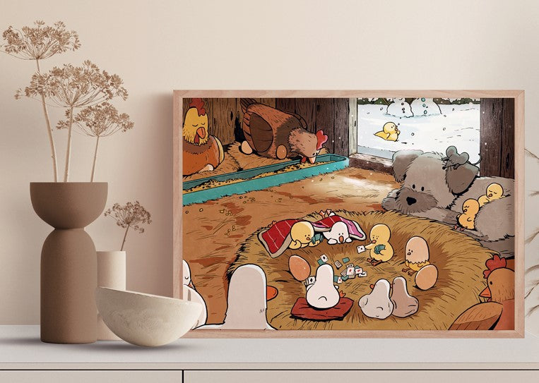 SOULPUZZ 500 Pieces Puzzle | Winter Warming Nest - Cute Animals Dog Chicken Duck Difficulty Stress Relief Couples Trendy Gifts Home Decoration