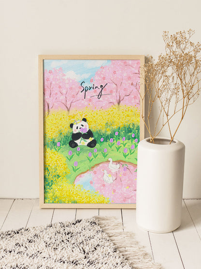 SOULPUZZ 500 Pieces Puzzle | Princess & Flower - Panda Princess Fu in Spring Flowers Sea Cute Animal Difficulty Stress Relief Couples Trendy Gifts Home Decoration