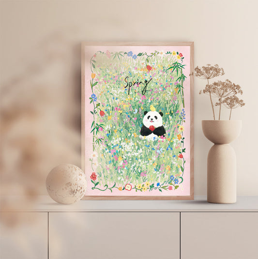 SOULPUZZ 500 Pieces Puzzle | Fafa in Spring - Panda with Flower Field Cute Animal Difficulty Stress Relief Couples Trendy Gifts Home Decoration