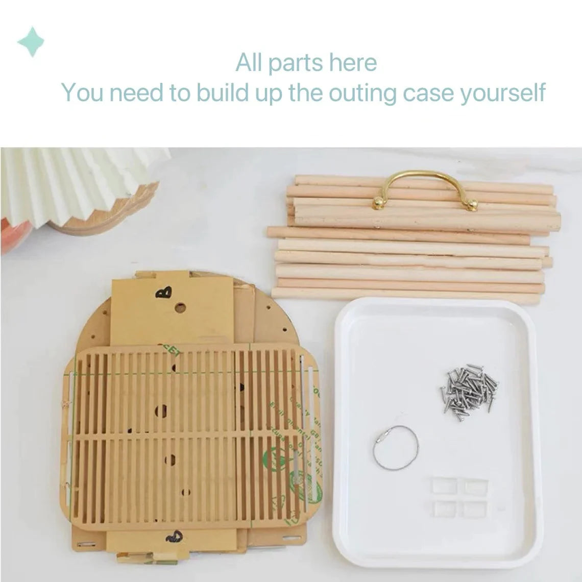 Small Bird Outing Carry Cage Acrylic Board with Wood Sticks and Strap for Small Bird Parrot Lovebird Budgie Pacific Parrotlet Finches Hamster