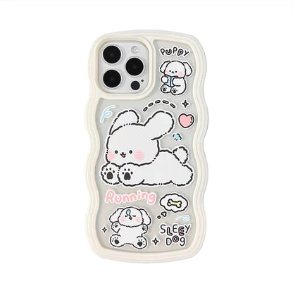 Cream Puppies Running Cute Korea Style iPhone case Kawaii Lovely Cute Lolita iPhone 6 7 8 PLUS SE2 XS XR X 11 12 13 14 Pro Promax 13mini