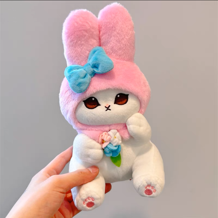 Japan Artist Mofusand x Sanrio Cat Neko Crossover My Melody - 12cm 15cm 20cm Mascot Plush Doll Big Keychain