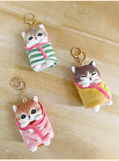 Japan Artist Mofusand Cat Neko Blanket 10cm - Mascot Plush Doll Keychain