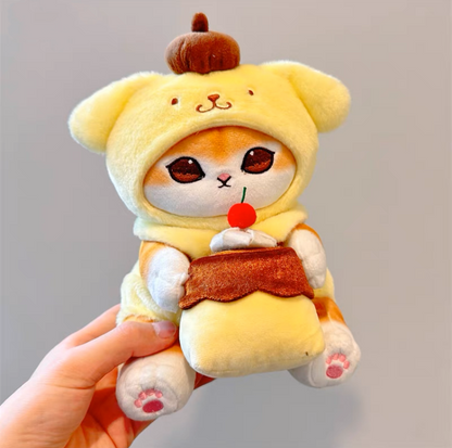 Japan Artist Mofusand x Sanrio Cat Neko Crossover Pompompurin - 12cm 15cm 20cm Mascot Plush Doll Big Keychain