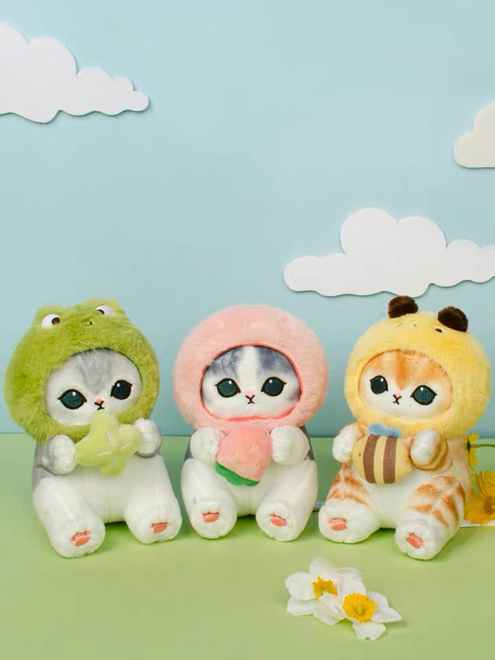 Japan Artist Mofusand Cat Neko | Honey Bee Lucky Frog Strawberry - 17cm Mascot Plush Doll