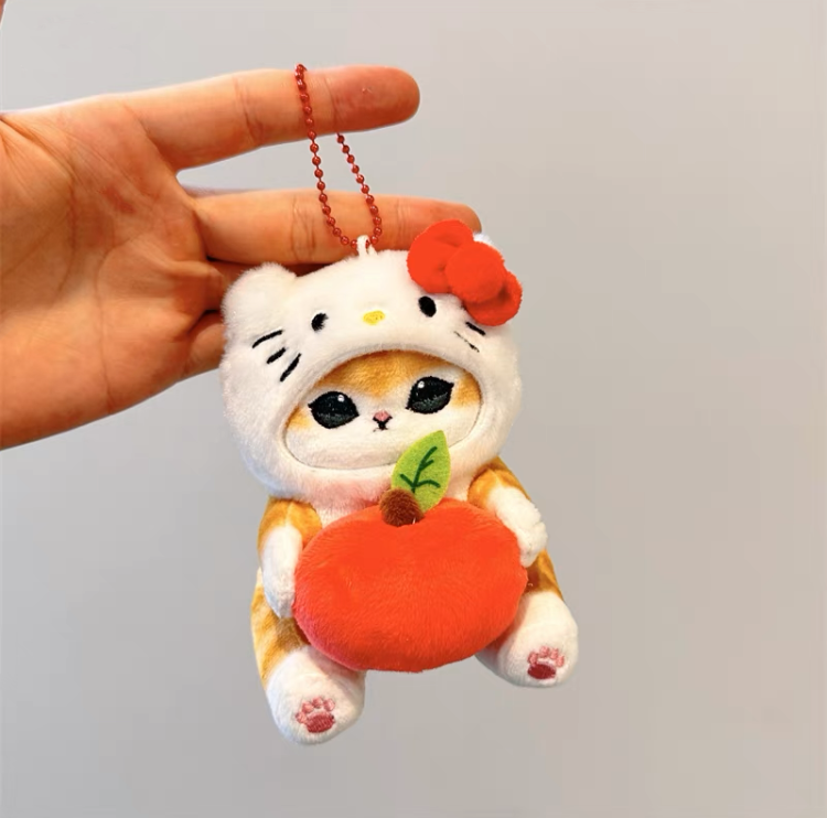 Japan Artist Mofusand x Sanrio Cat Neko Crossover Hello Kitty - 12cm 15cm 20cm Mascot Plush Doll Big Keychain