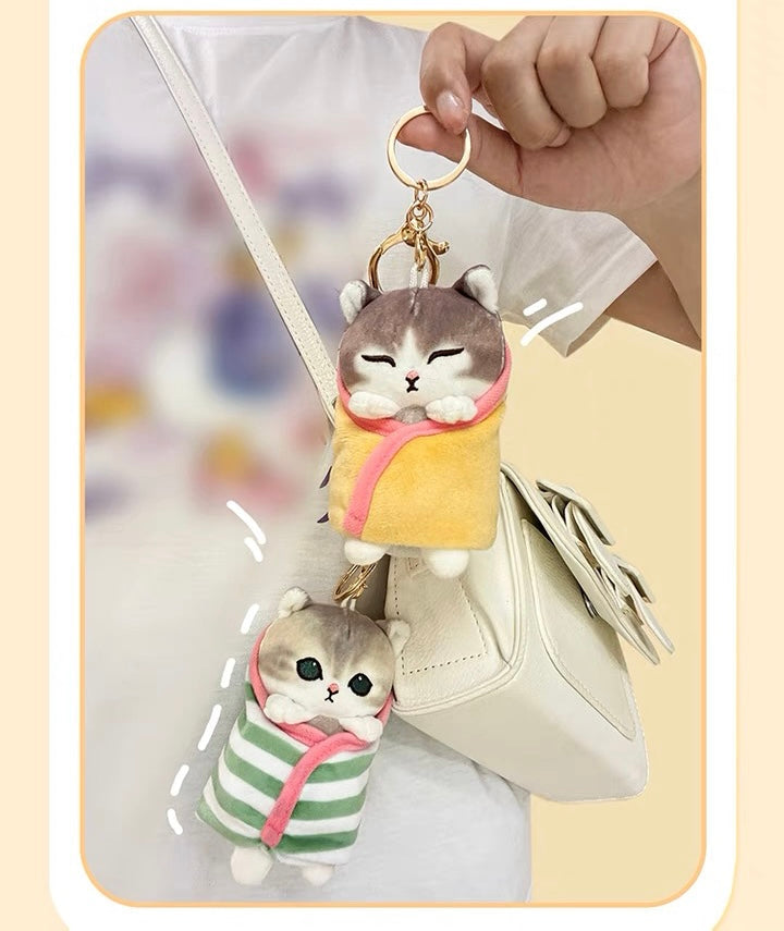 Japan Artist Mofusand Cat Neko Blanket 10cm - Mascot Plush Doll Keychain