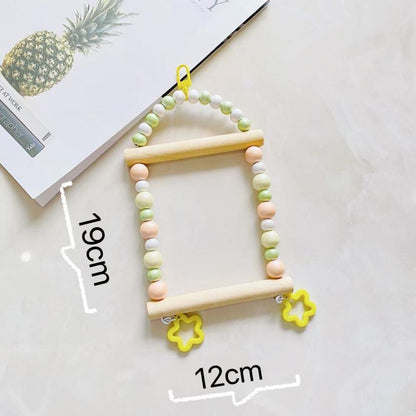 19x12cm Pastel Macarons & Stars Frame Round Wooden Swing Handmade Bird Toys Organic Bird Cages Accessories