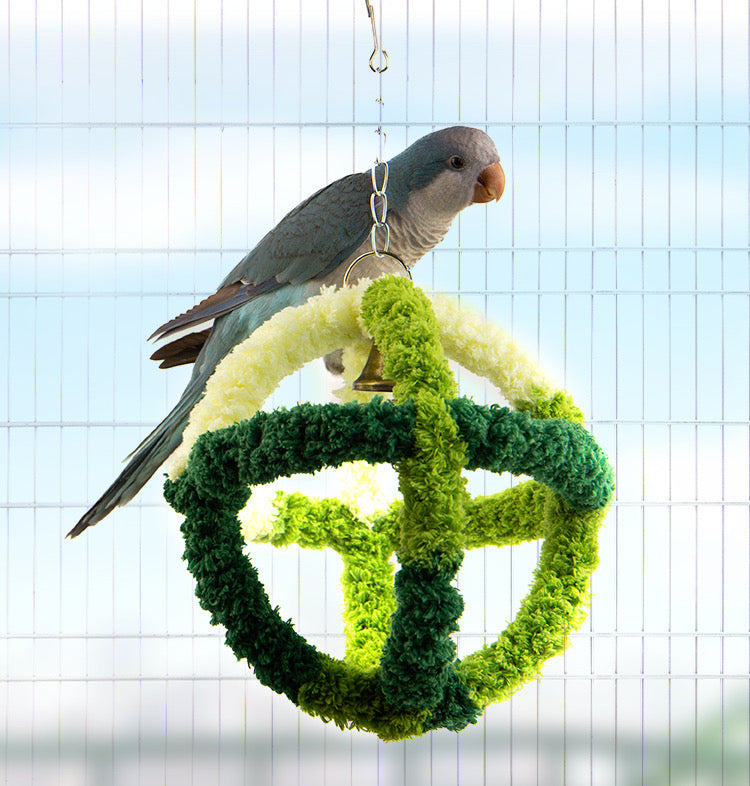 17x17cm Yarn Knitting Hanging Ball Swings with Bell Small Medium Parrot Birdie Toy Bird Cages Accessories Lovebird Budgie Parrotlet Conure