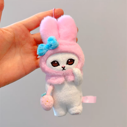 Japan Artist Mofusand x Sanrio Cat Neko Crossover My Melody - 12cm 15cm 20cm Mascot Plush Doll Big Keychain