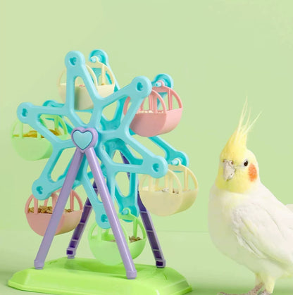 Parrot Toys Big Pastel Colour Ferris Wheel for Small Medium Bird and Parrot Lovebird Budgie Cockatiel Conures Intelligence Training