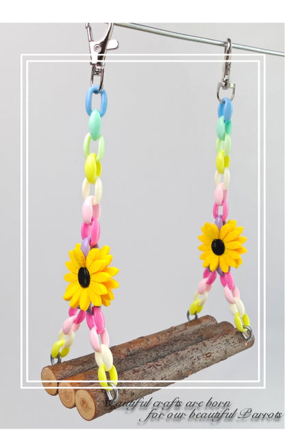 15x22cm Handmade Sunflower Big Swings Natural Tree Branch Parrot Bird Toys Organic Bird Cages Accessories Lovebird Budgie Pacific Parrotlet