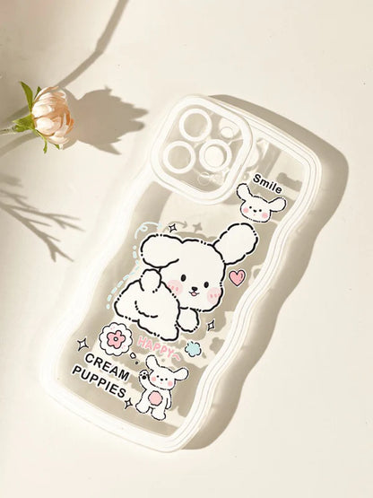 Cream Puppies Cute Korea Style iPhone case Kawaii Lovely Cute Lolita iPhone 6 7 8 PLUS SE2 XS XR X 11 12 13 14 15 Pro Promax 13mini