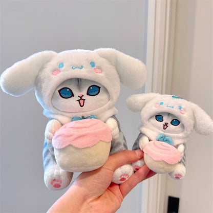 Japan Artist Mofusand x Sanrio Cat Neko Crossover Cinnamoroll - 12cm 15cm 20cm Mascot Plush Doll Big Keychain