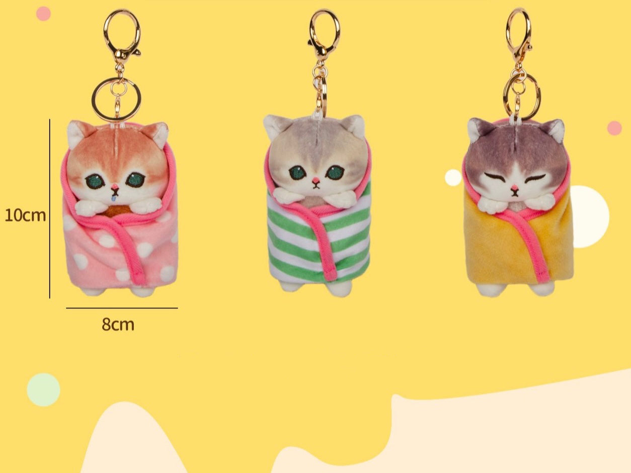 5pc cat neko nyan plush doll figure keychain strap charm anime kawaii store Japan lot