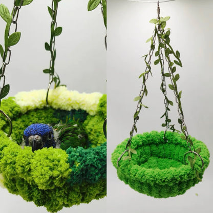 Green Yarn Knitting Hanging Basket for Small and Medium Parrot 