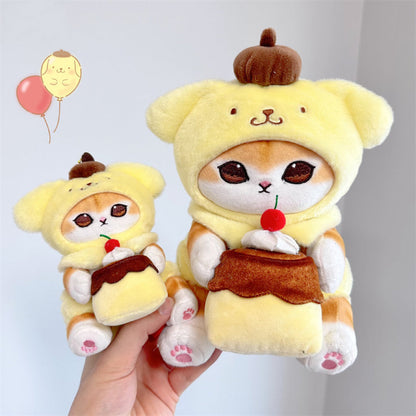 Japan Artist Mofusand x Sanrio Cat Neko Crossover Pompompurin - 12cm 15cm 20cm Mascot Plush Doll Big Keychain