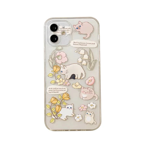 Kitten Cat in Flower Garden Forest Style iPhone case Kawaii Lovely Cute Lolita iPhone 6 7 8 PLUS SE2 XS XR X 11 12 13 14 15 Pro Promax 12mini 13mini