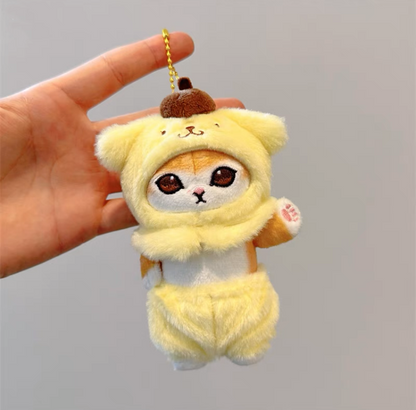 Japan Artist Mofusand x Sanrio Cat Neko Crossover Pompompurin - 12cm 15cm 20cm Mascot Plush Doll Big Keychain